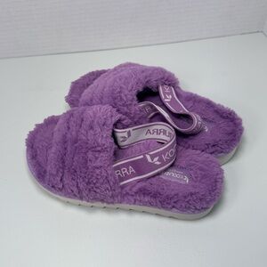 Koolaburra by UGG Girls Size 12 Purple Fuzzy Slide Slippers Plush Cozy Slingback